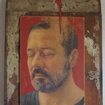 Senza Titolo - olio e iuta su tavole -  25,50 x 30 - anno 2016